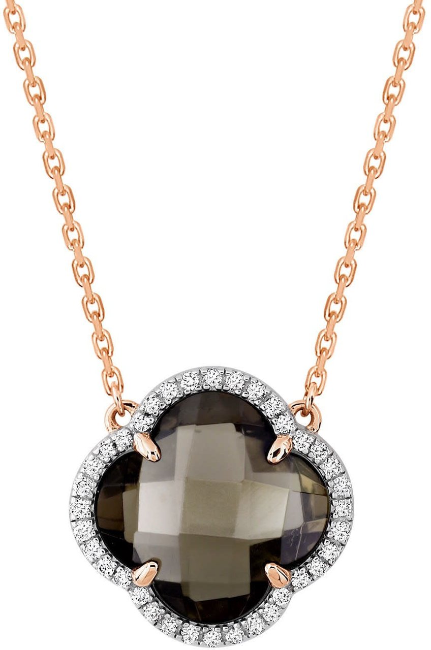 Morganne Bello Collier 3033PB120D Victoria 18k Roségoud met Diamant 0,128crt en Smoky Quartz 42cm Goud