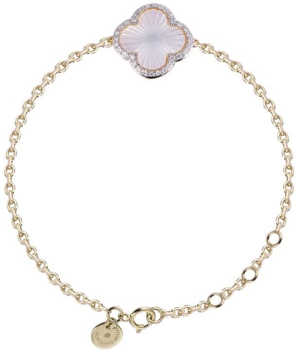 Morganne Bello Armband 3072YB11D Lumiere 18k Geelgoud met Mother of Pearl en 0,13crt GVS Diamant  14-17cm Goud