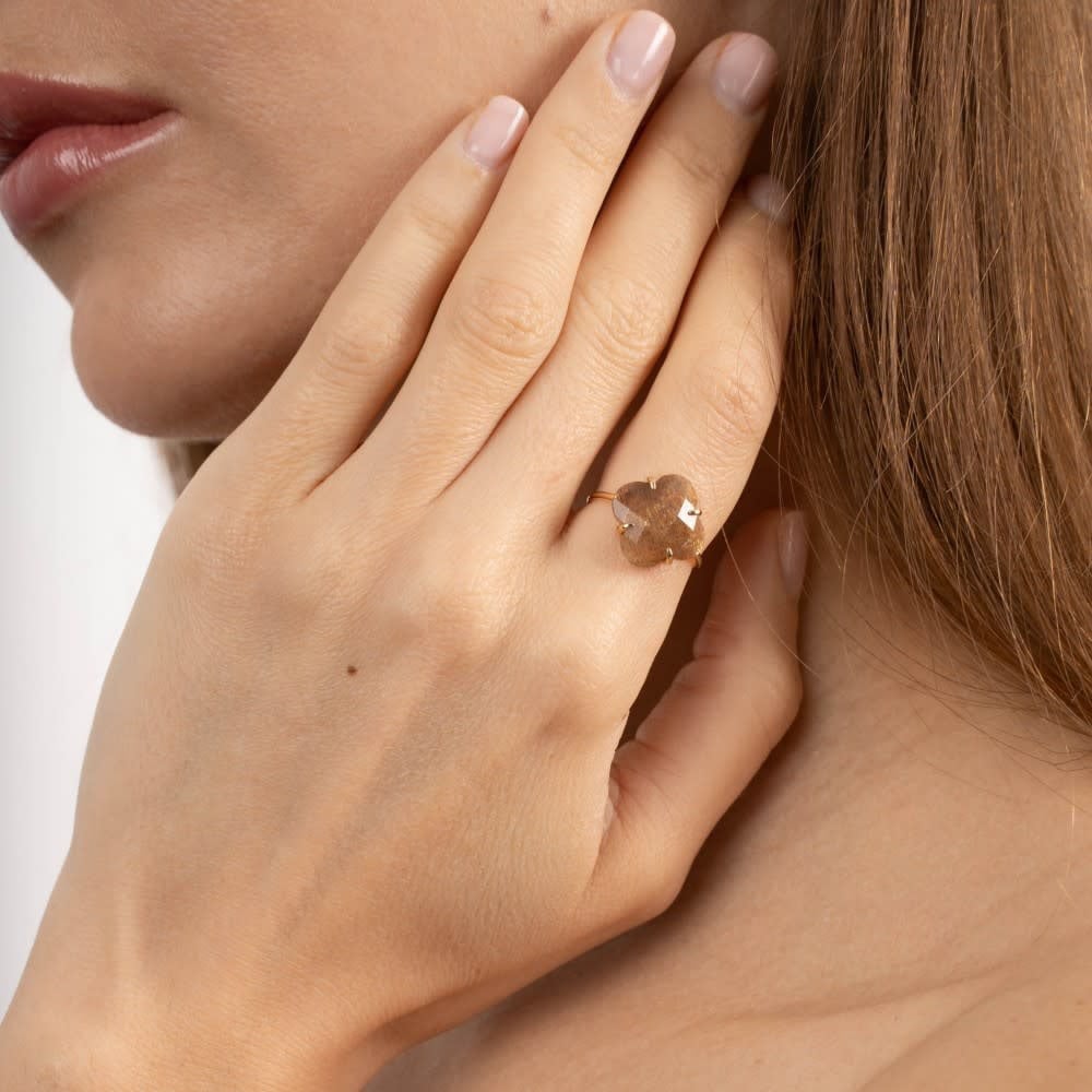 Morganne Bello Ring 7031YB180/52 18K Geelgoud Victoria Sunstone Clover Maat 52 Goud