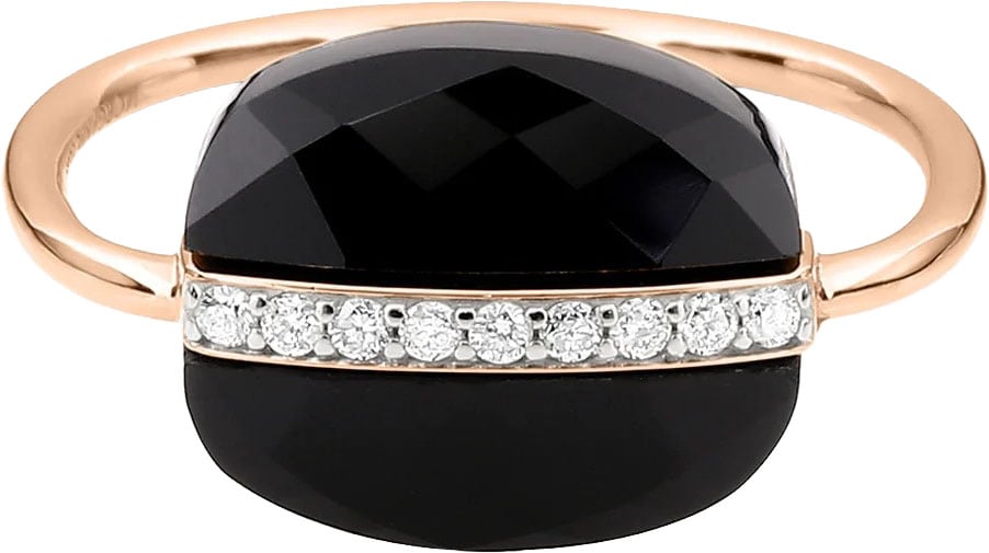 Morganne Bello Ring FR11PA115/56 18k Roségoud Black Onix met Diamant Maat 56 Zwart