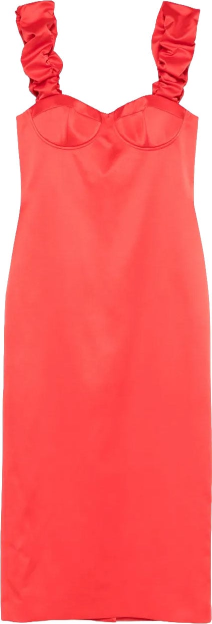 Moschino Fitted Bodice Dress with Flared Skirt Rood