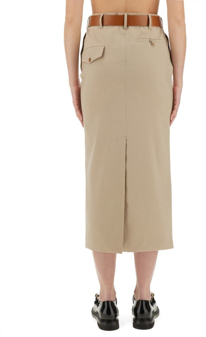 Moschino "Tailored Twist" Long Skirt Neutraal