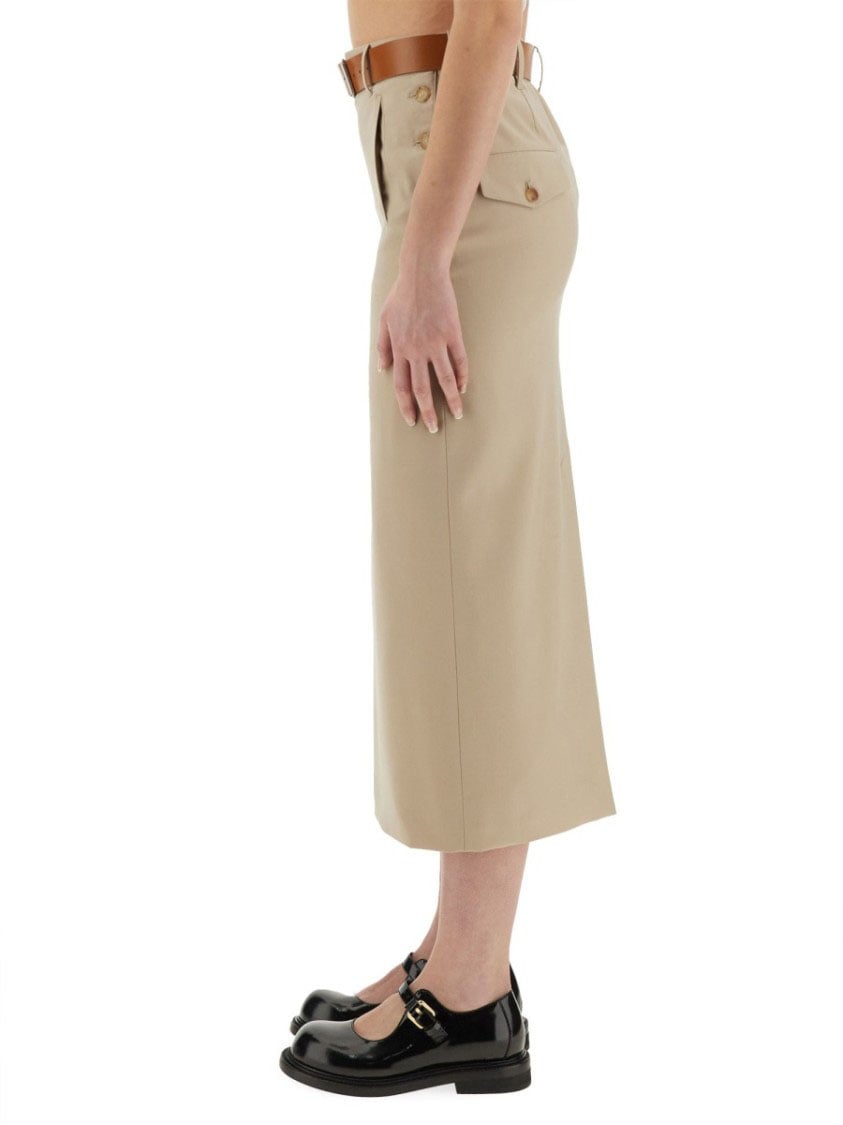 Moschino "Tailored Twist" Long Skirt Neutraal