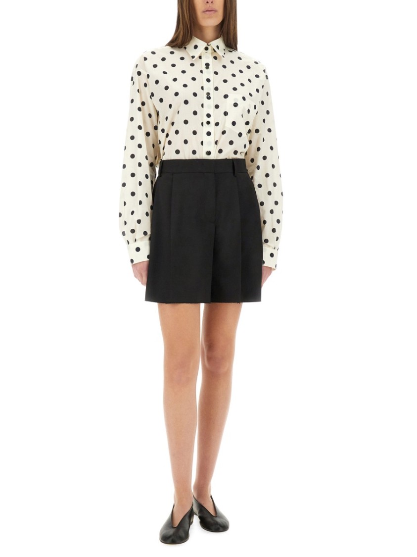 Moschino Black Wool Shorts With Pleated Design Zwart