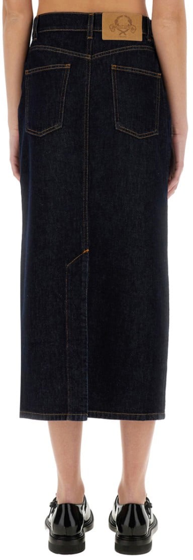 Moschino Classic High-Waisted Long Denim Skirt Blauw