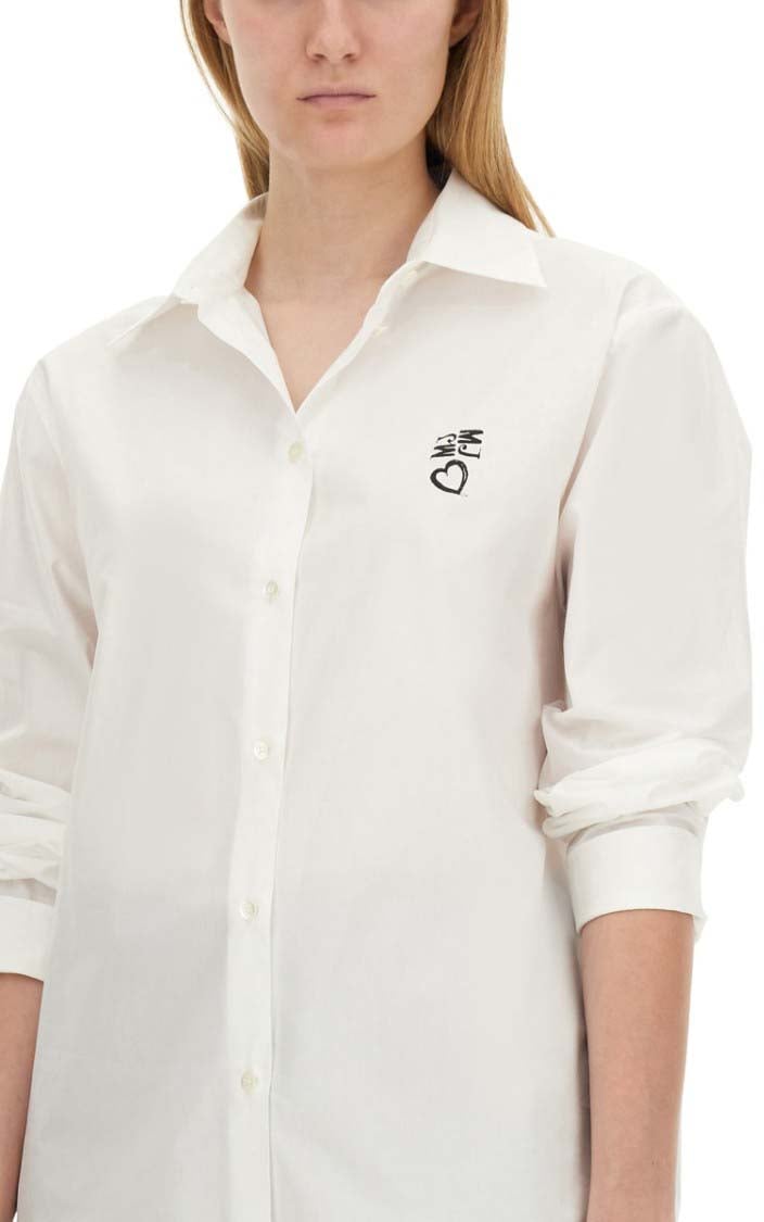 Moschino Structured White Cotton Shirt Wit