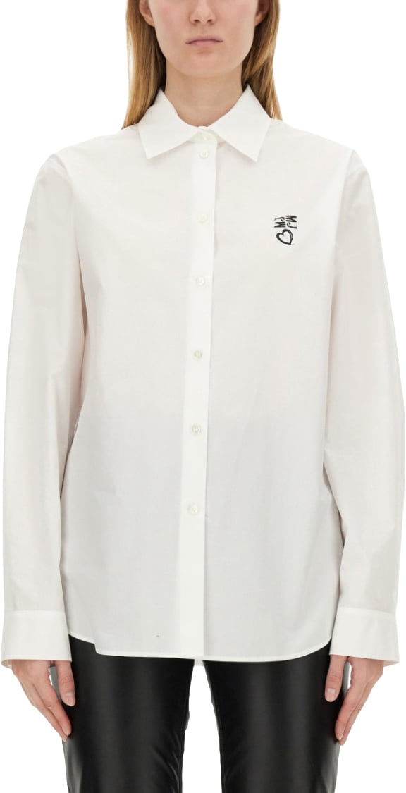 Moschino Structured White Cotton Shirt Wit
