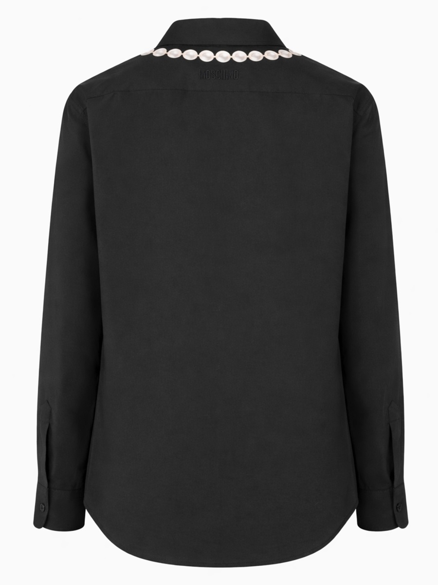 Moschino Long Sleeve Chain Neck Shirt Zwart