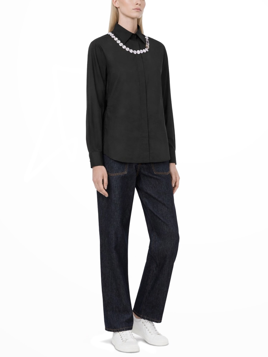 Moschino Long Sleeve Chain Neck Shirt Zwart