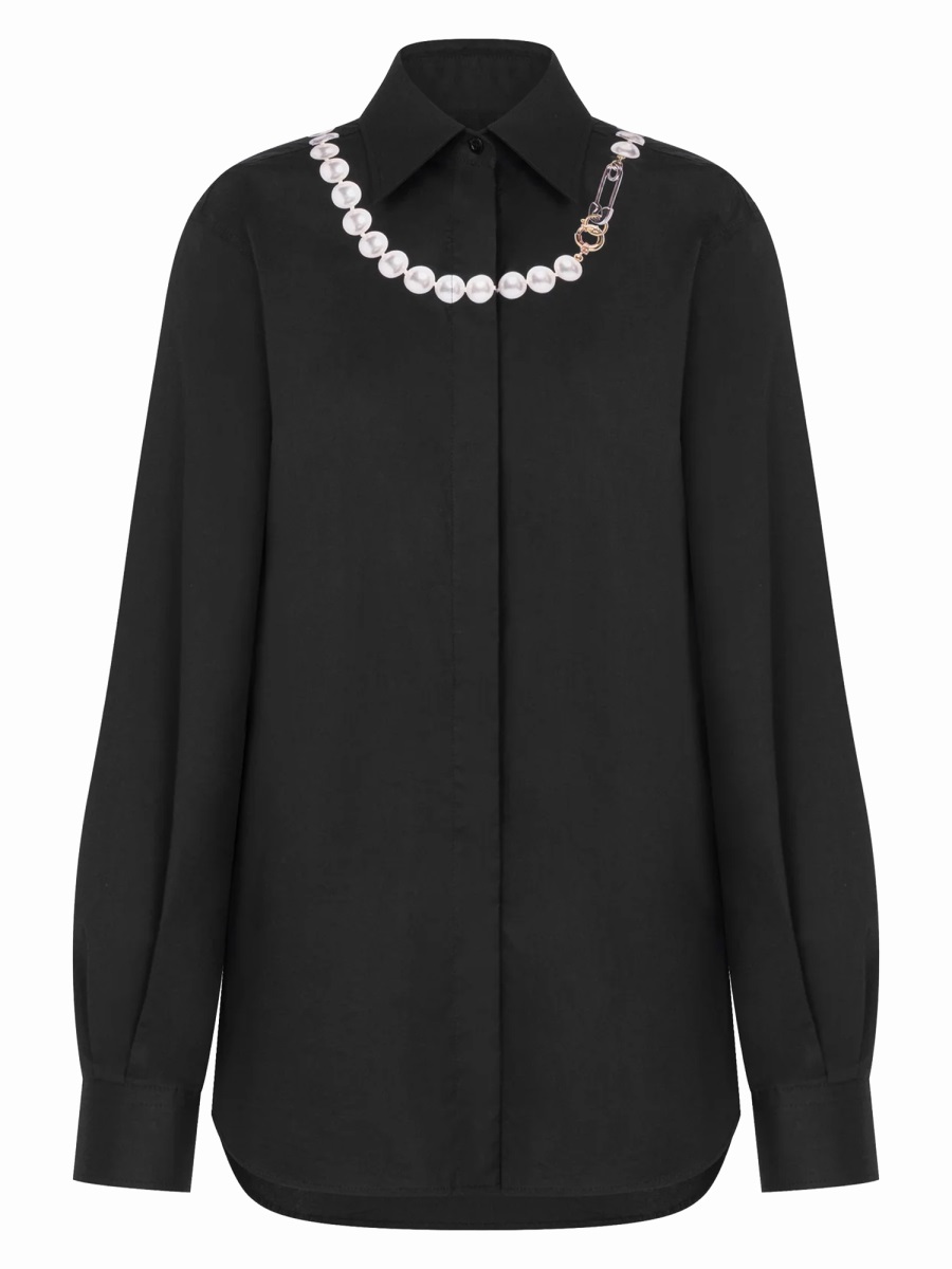 Moschino Long Sleeve Chain Neck Shirt Zwart