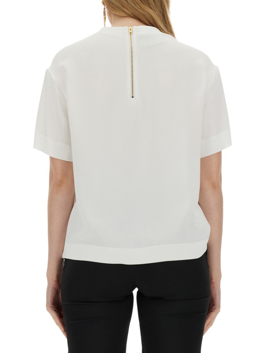 Moschino Artistic Print Satin T-Shirt Wit
