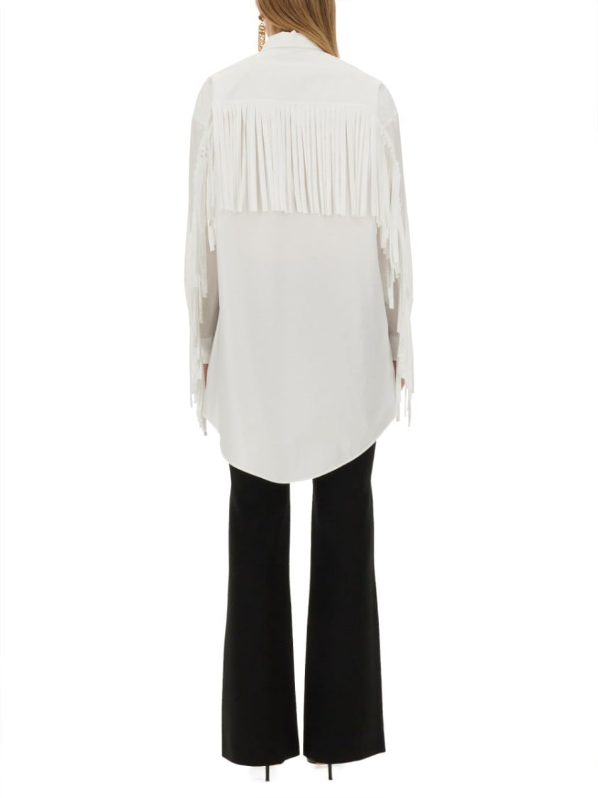 Moschino Fringe-Detail Poplin Shirt With Classic Collar Zwart