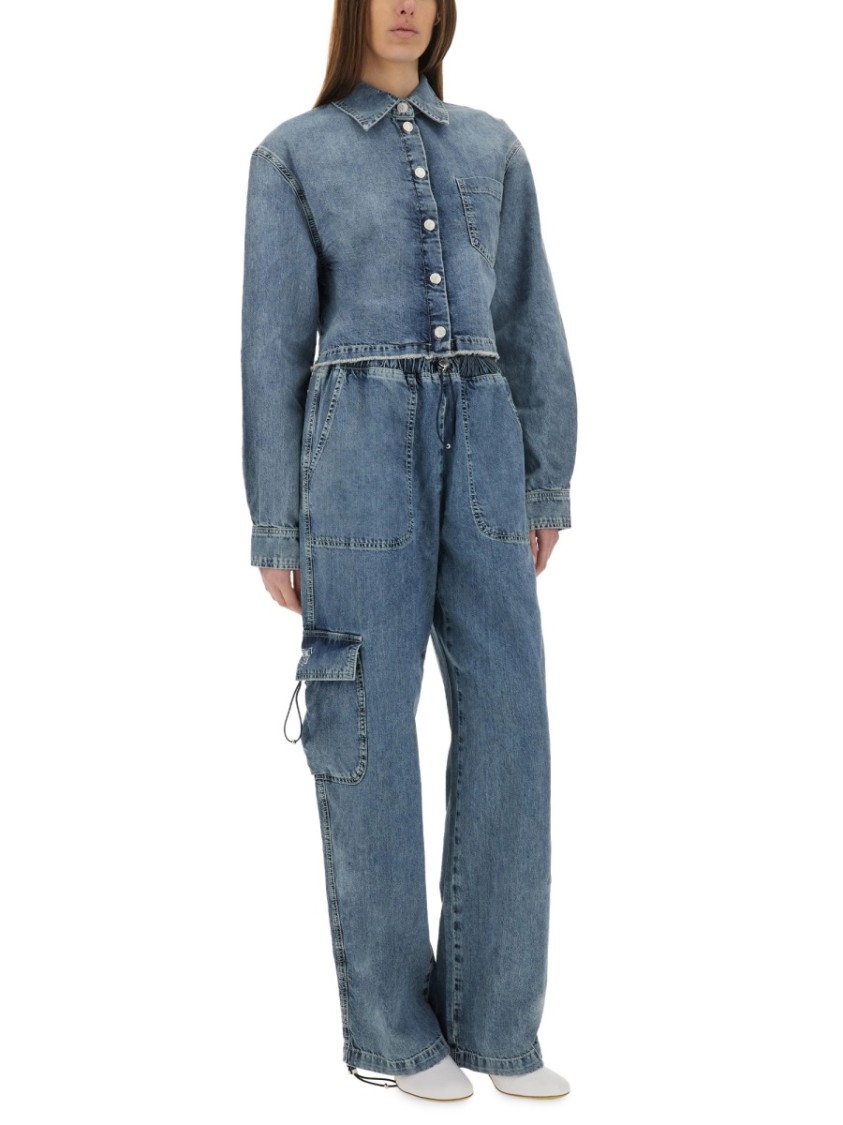 Moschino Cropped Denim Jacket Blauw