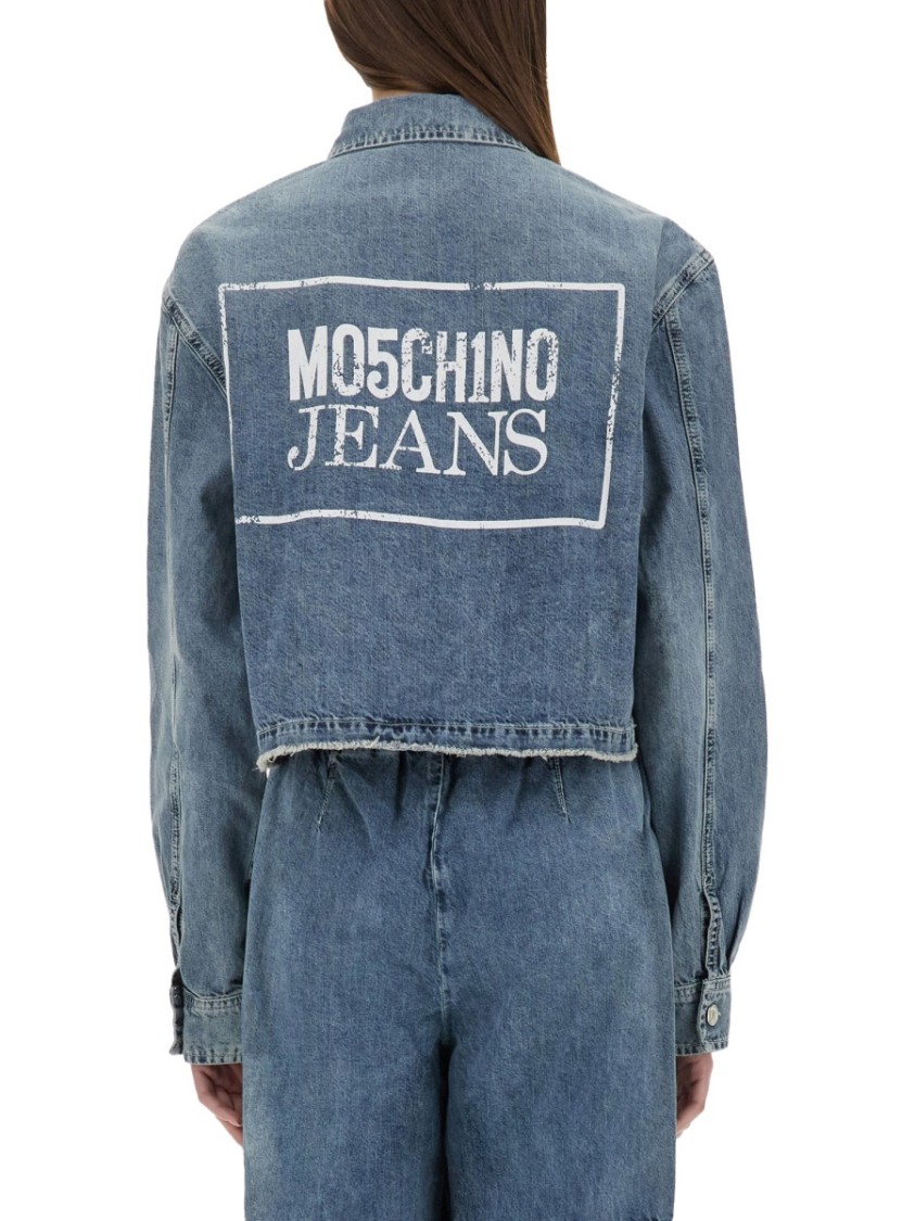 Moschino Cropped Denim Jacket Blauw
