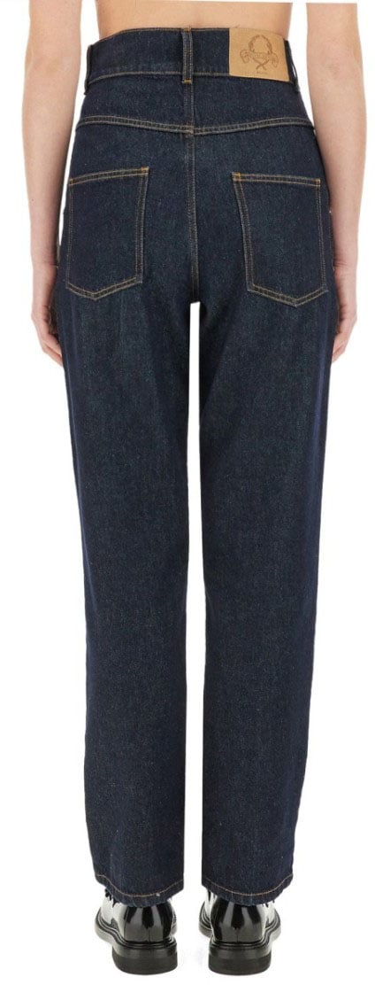 Moschino "Laurel Crown Patch" Denim Pants Blauw
