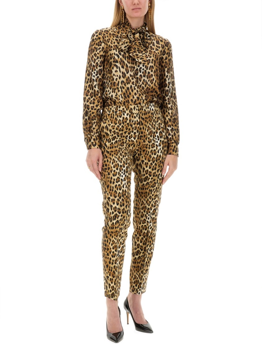 Moschino Pants With Animal Pattern Bruin