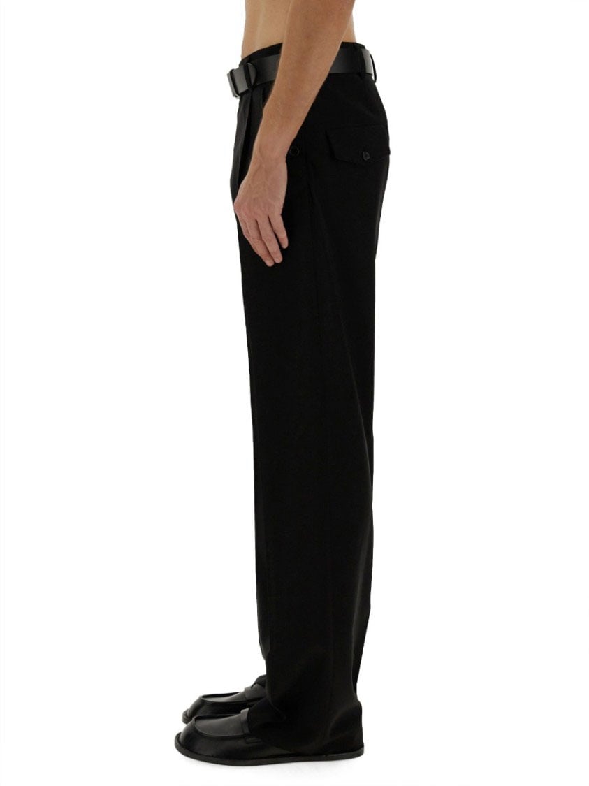 Moschino Regular Fit Black Wool Pants Zwart