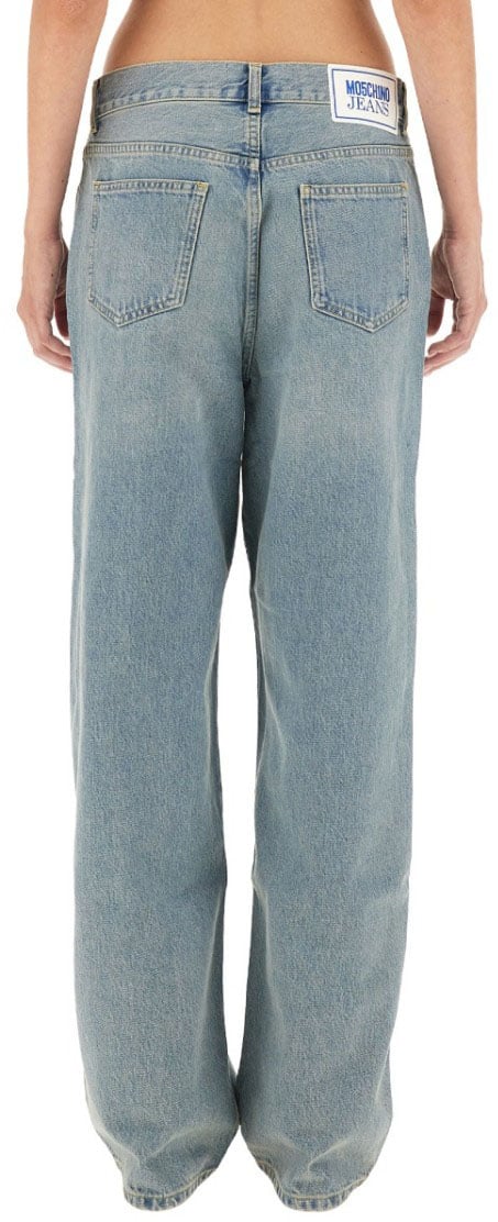 Moschino Relaxed Wide-Leg Denim Pants Blauw