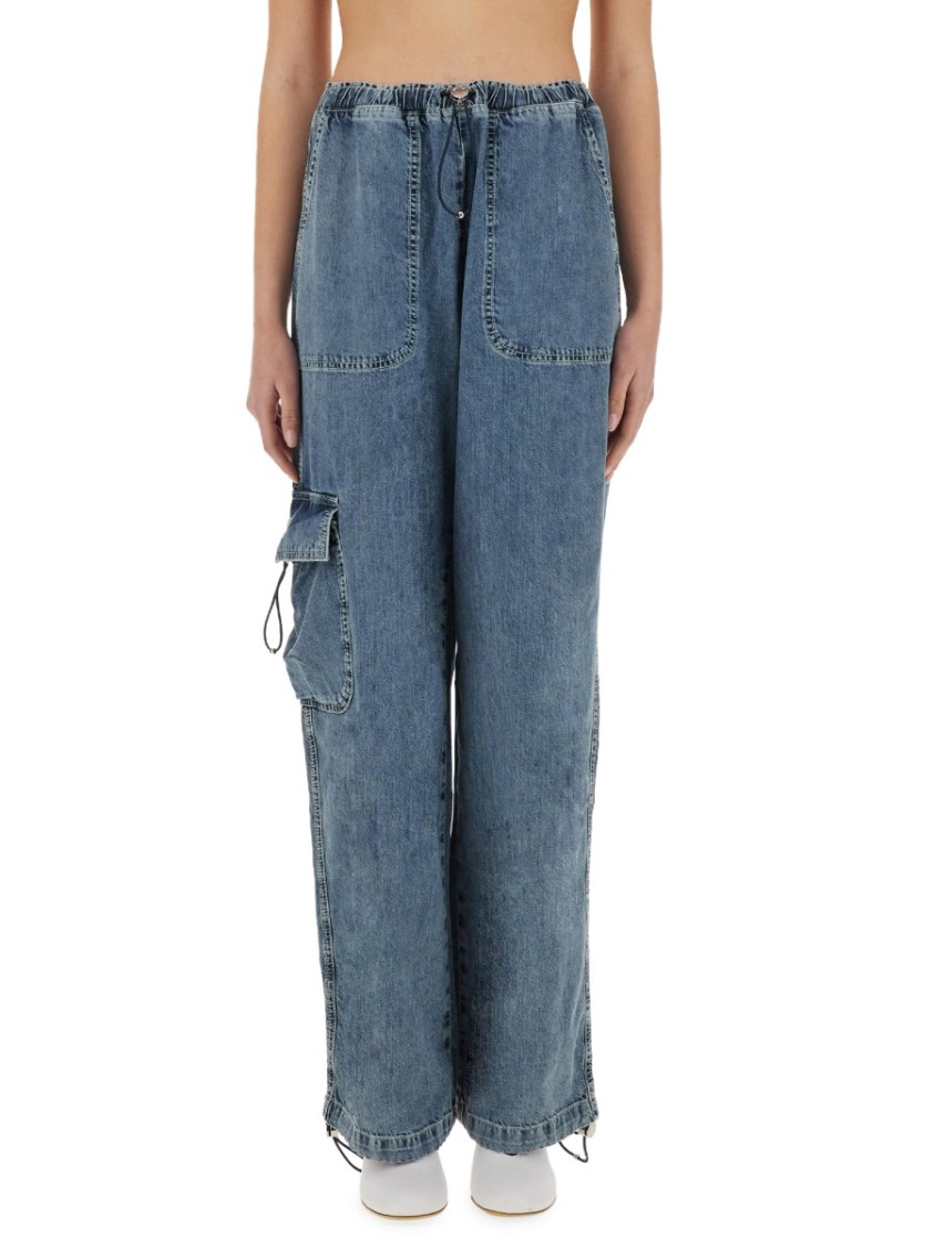 Moschino Cargo Jeans With Adjustable Drawstring Waist Blauw