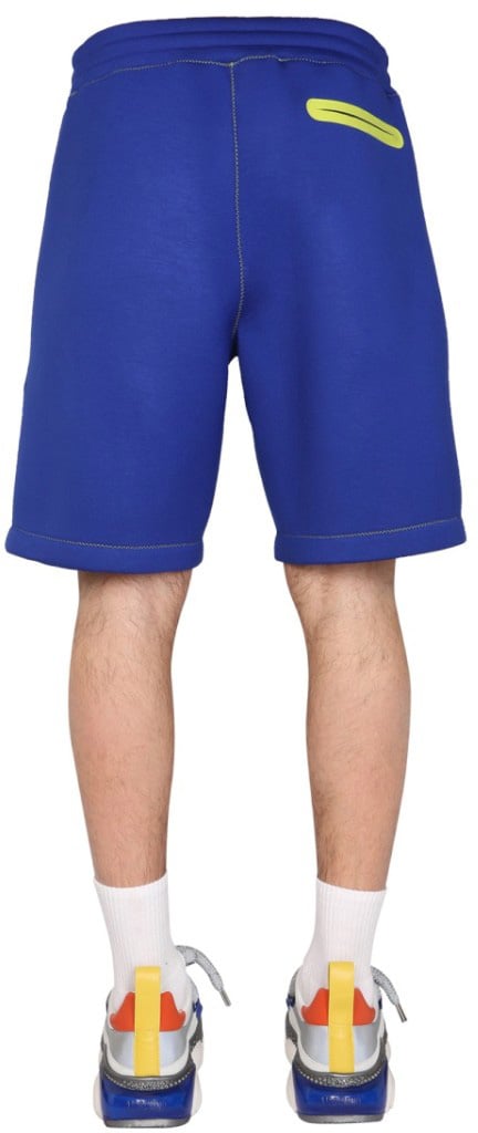 Moschino Elastic Waist Shorts With Neon Accents Blauw