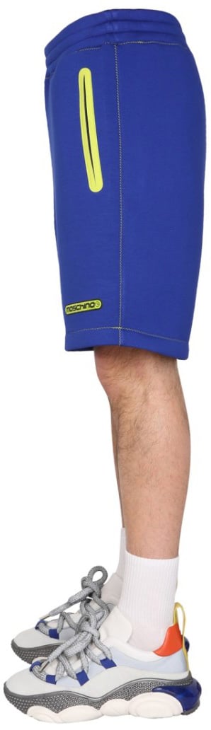 Moschino Elastic Waist Shorts With Neon Accents Blauw