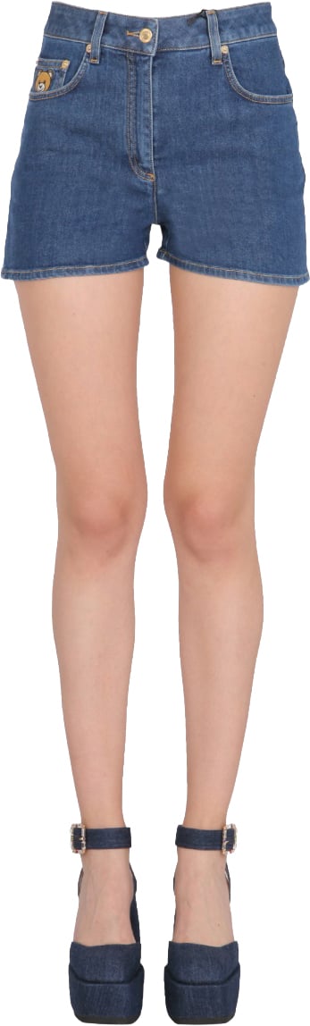 Moschino Mid-Thigh Denim Bermuda Shorts Neutraal