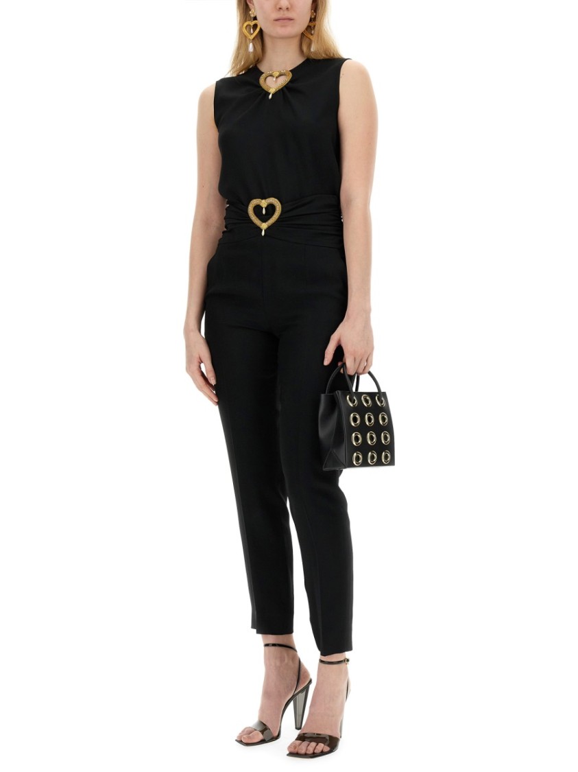 Moschino Slim-Fit Pants With Heart-Shaped Waist Detail Zwart