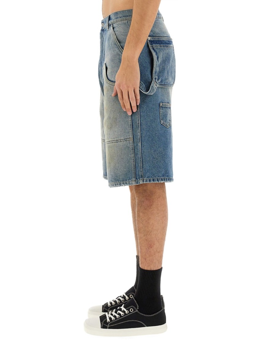 Moschino Denim Shorts With Faded Wash Blauw