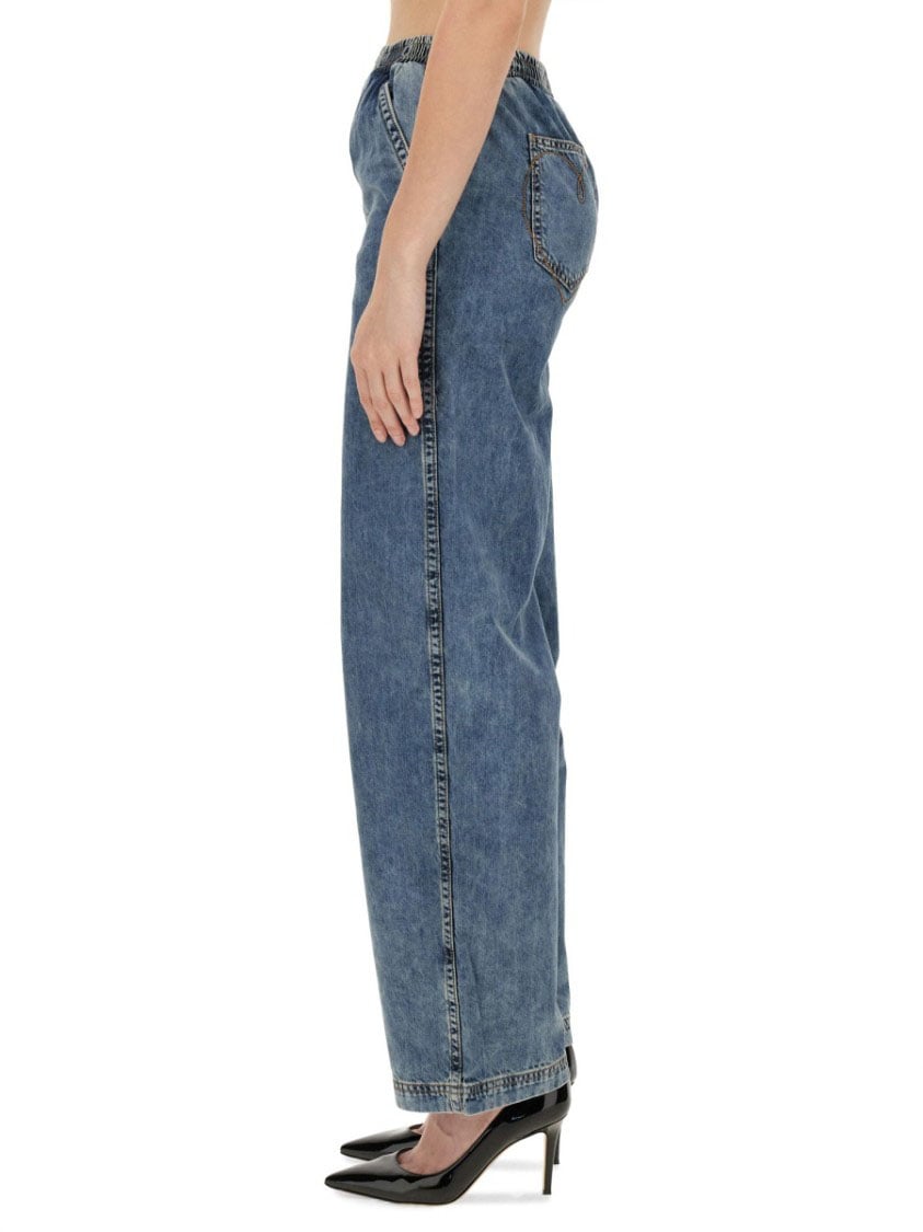 Moschino Wide-Leg Denim Trousers With High Waist Blauw