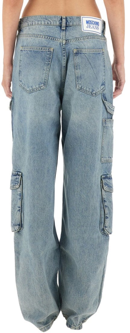 Moschino Cargo Pants With Vintage Light Wash Blauw