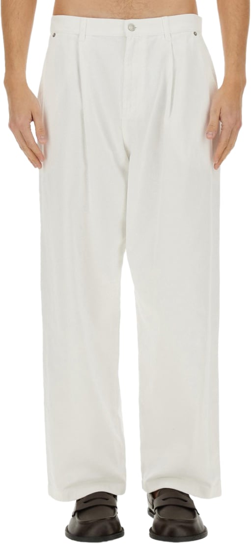 Moschino Regular Fit Cotton Denim Jeans Wit