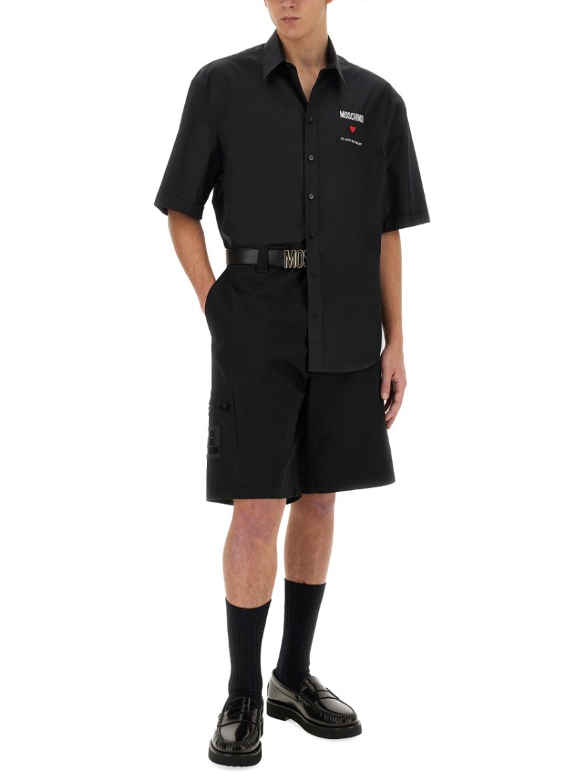 Moschino Knee-Length Black Bermuda Shorts Zwart