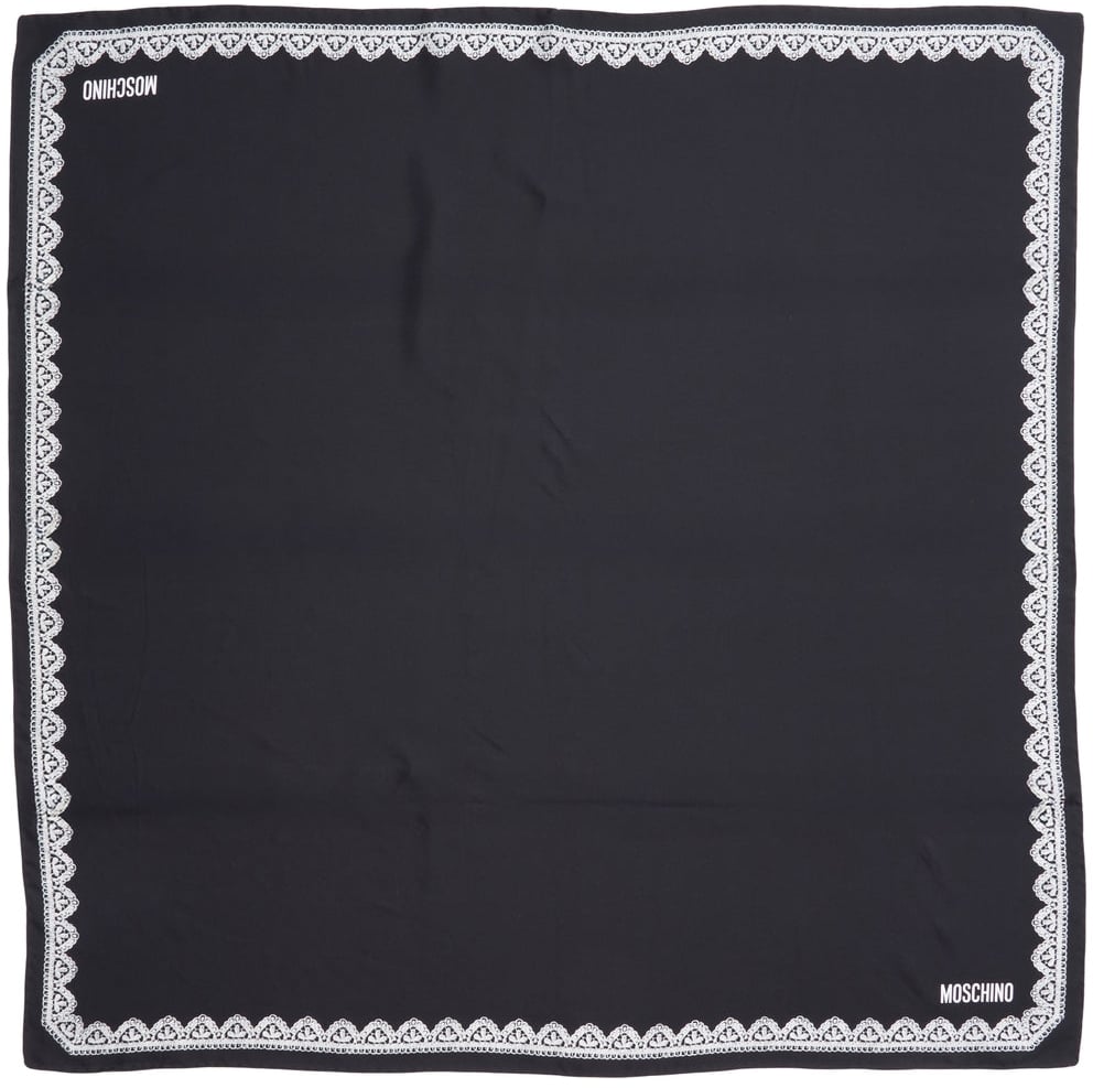 Moschino Silk scarf with lace pattern Zwart