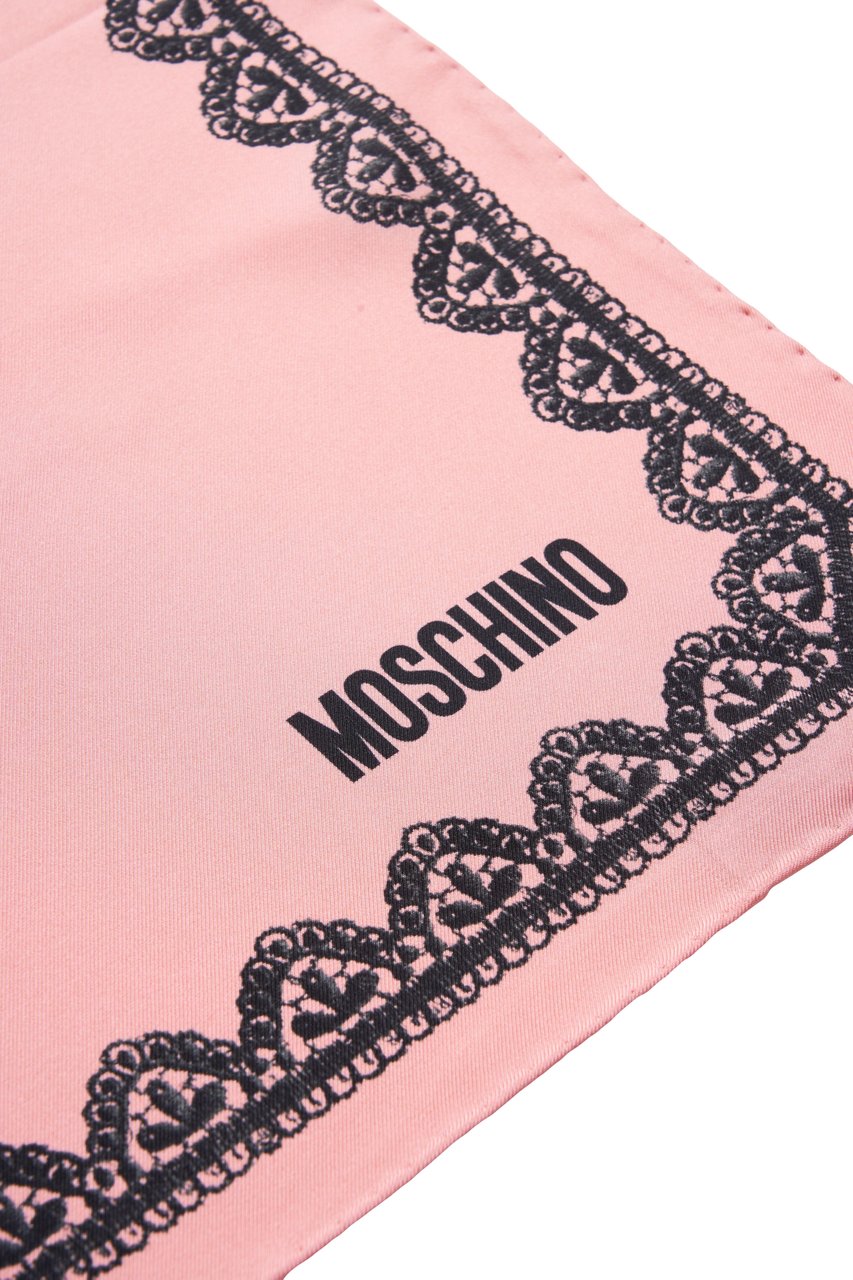 Moschino Silk scarf with lace pattern Roze