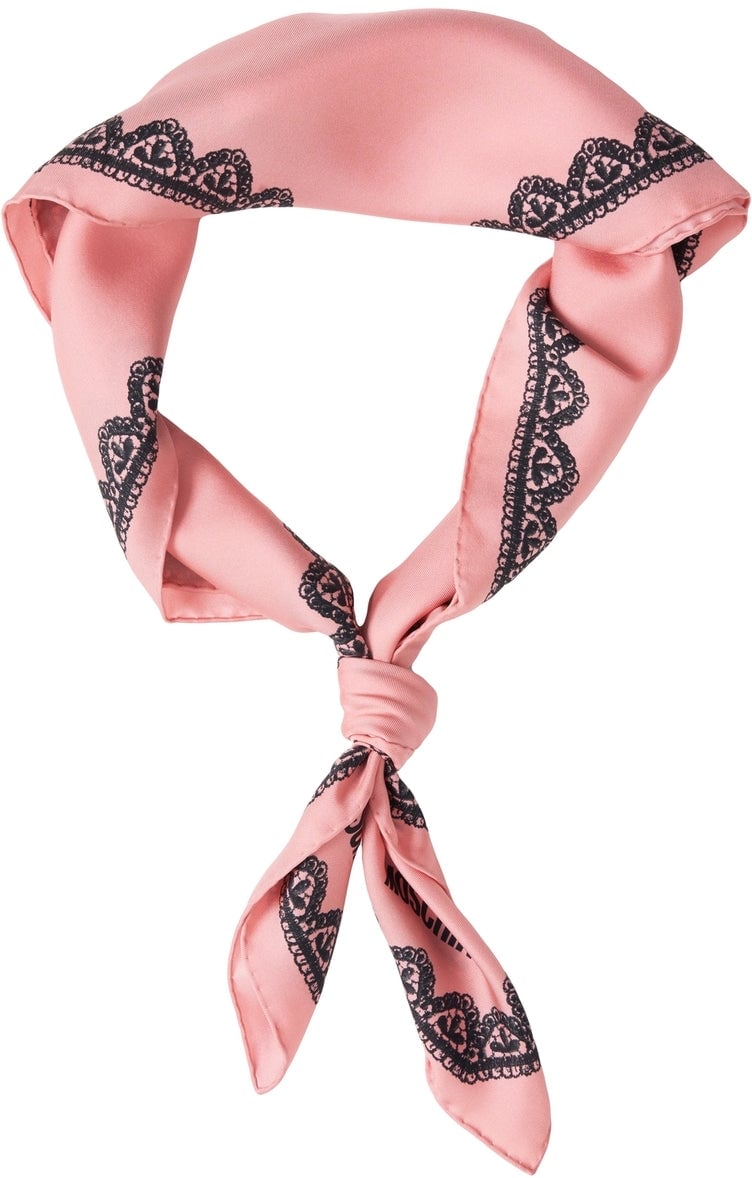 Moschino Silk scarf with lace pattern Roze