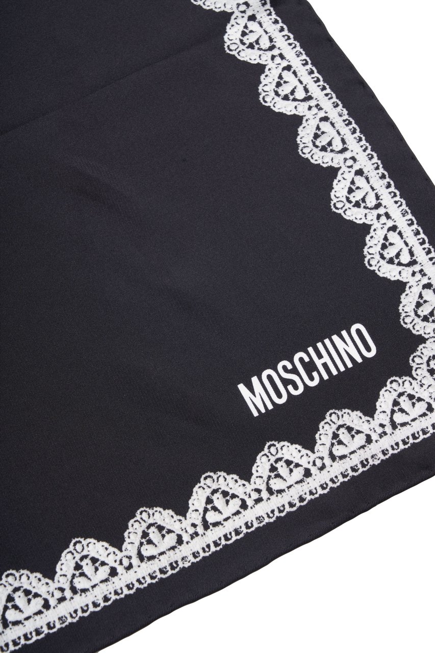 Moschino Silk scarf with lace pattern Zwart
