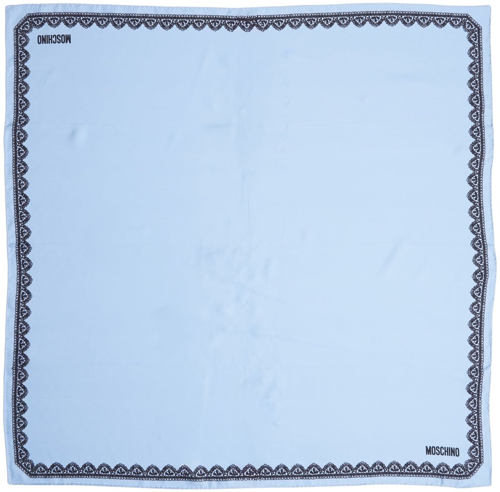 Moschino Silk scarf with lace pattern Blauw
