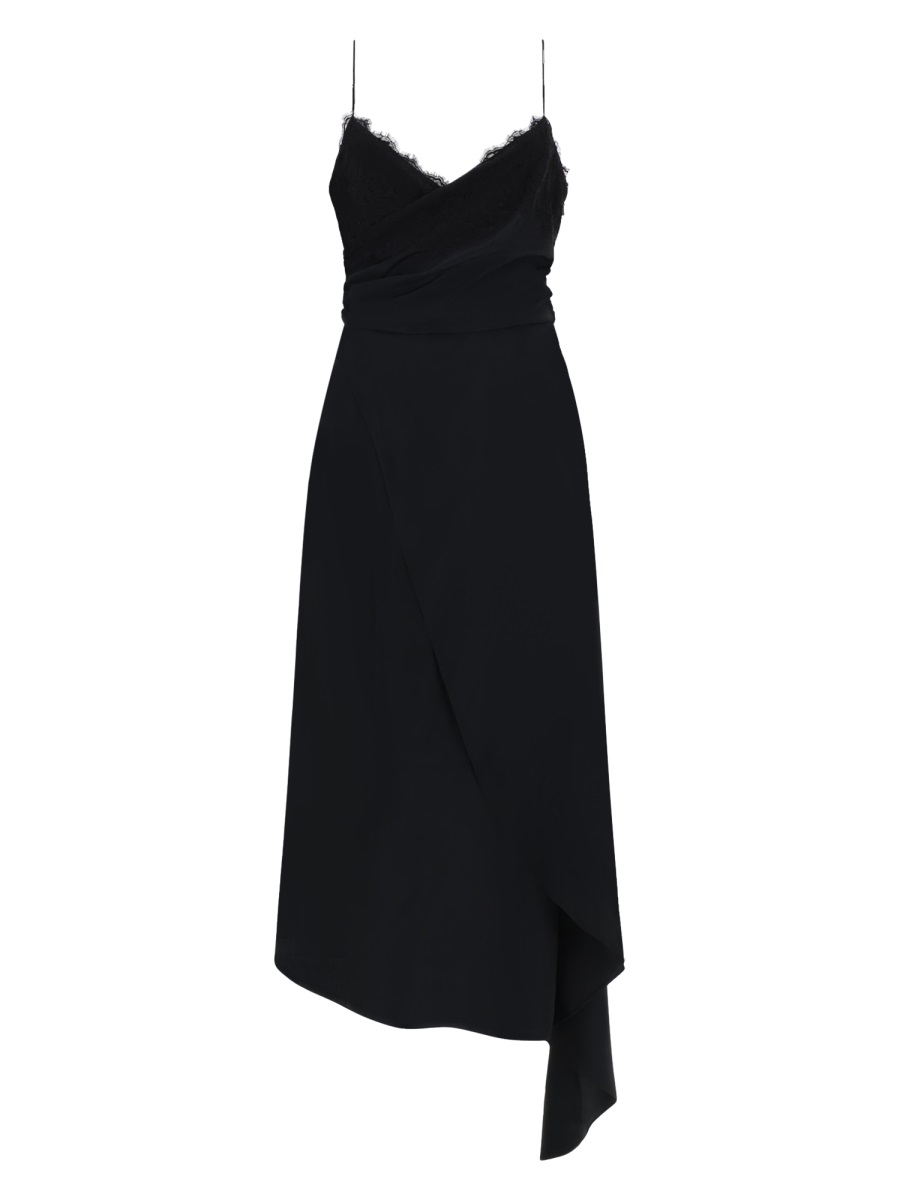 Moschino Spaghetti Straps Asymmetrical Hem Dress Zwart