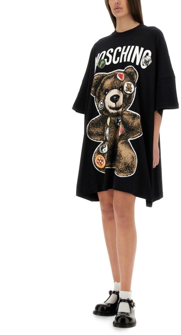 Moschino "Teddy Bear" Short Dress Zwart