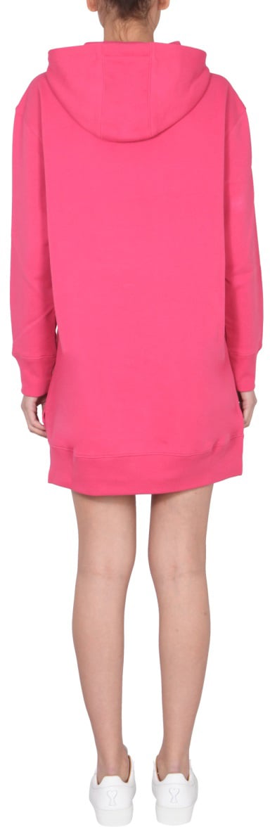 Moschino Dress With Multicolor Flocked Logo Maroon