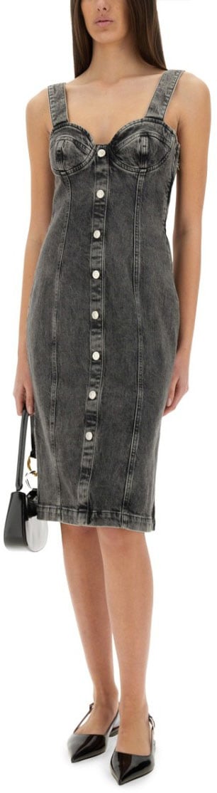 Moschino Denim Midi Dress Grijs