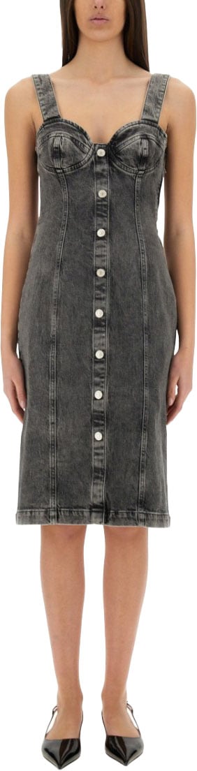 Moschino Denim Midi Dress Grijs