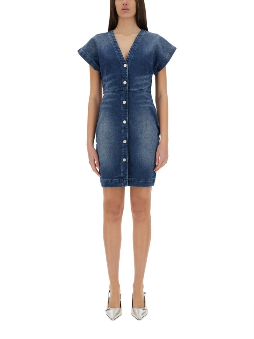 Moschino Slim Fit Denim Dress Blauw