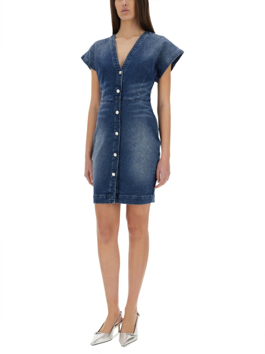 Moschino Slim Fit Denim Dress Blauw
