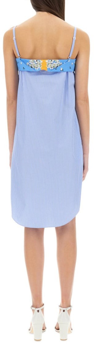 Moschino Patchwork Cotton Dress Blauw