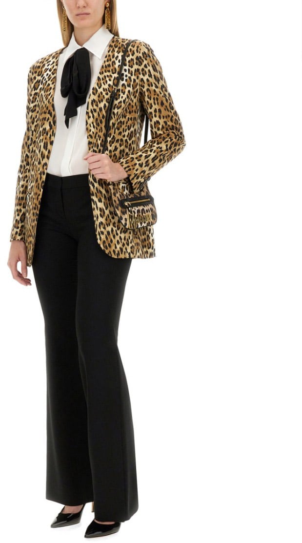 Moschino Jacket With Animal Pattern Bruin