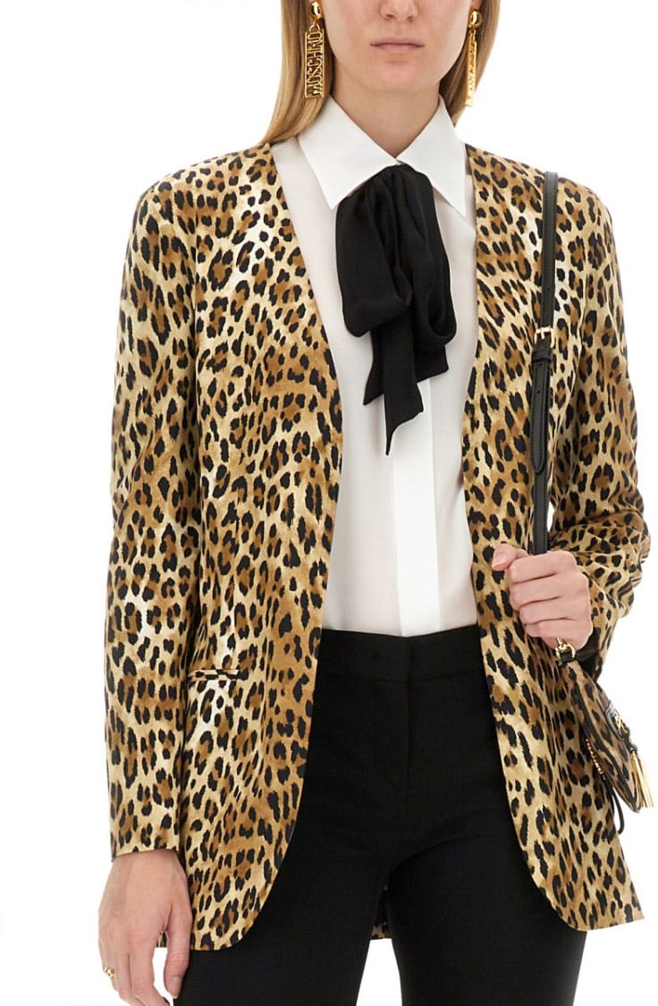 Moschino Jacket With Animal Pattern Bruin