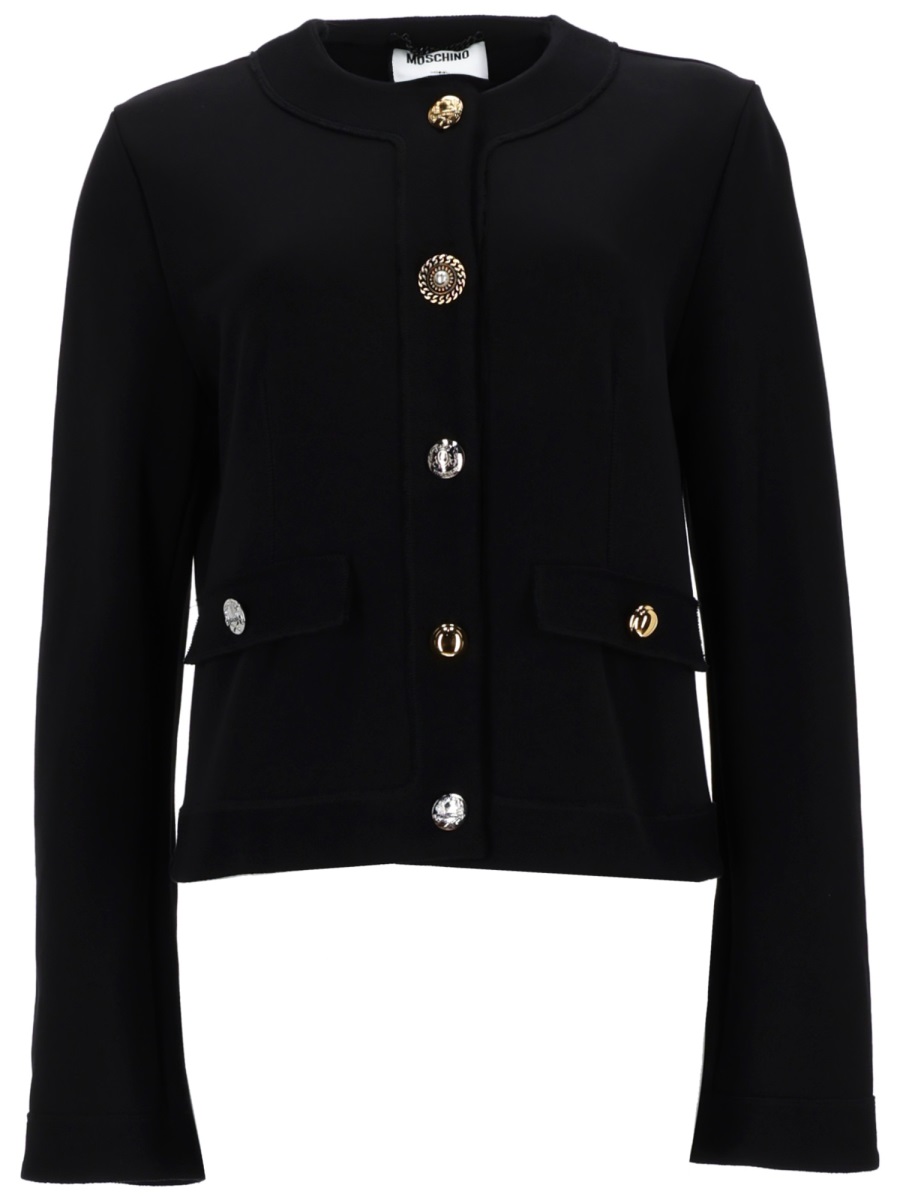 Moschino Cropped Long Sleeves Decorative Cardigan Zwart