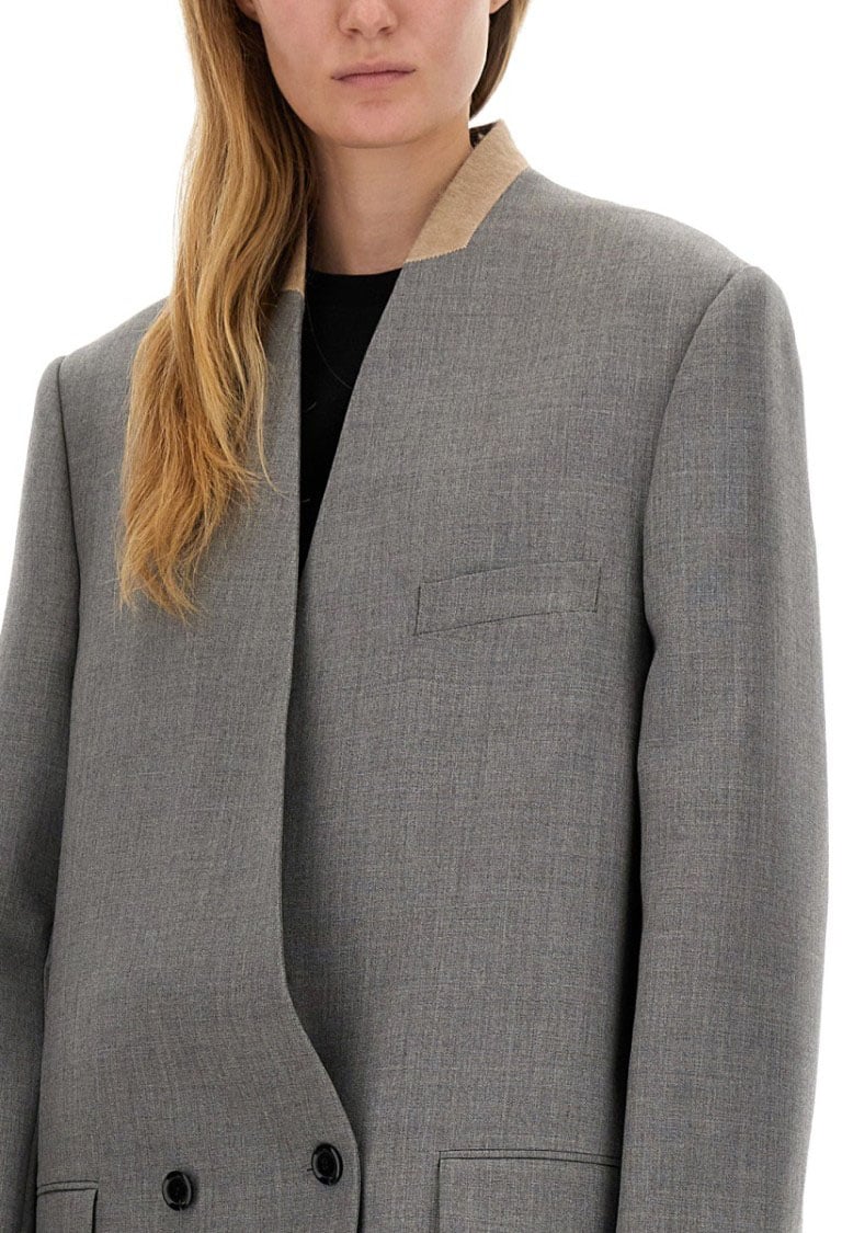 Moschino Tailored Grey Wool Coat Grijs