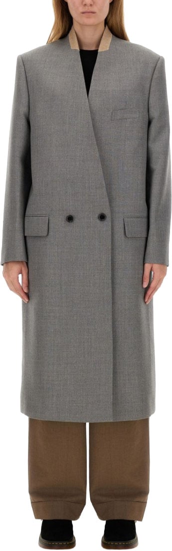 Moschino Tailored Grey Wool Coat Grijs